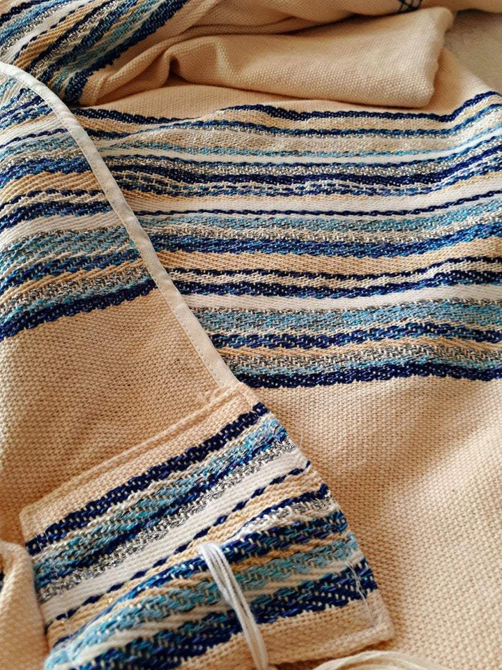 Tallit Set, Prayer Shawl, Jewish Prayer Shawl, Handwoven Tallit, Cotton Tallit, Wedding Tallit, Tallit Man, White Prayer Shawl, Judaica