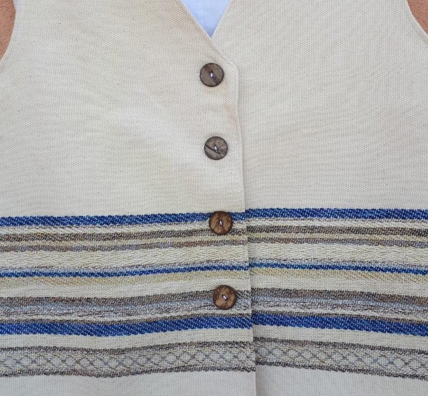 Groomsmen Vest Wedding, Men's Vest, Hand Woven Waistcoat, Cotton Vest, Waist Coat for Men, Jewish Gift Judaica, Bar Mitzvah Gift, Israel art