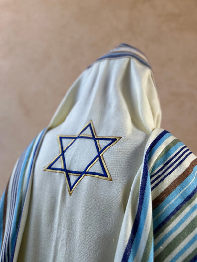 טלית עבודת יד מצמר - רותם מגן דוד