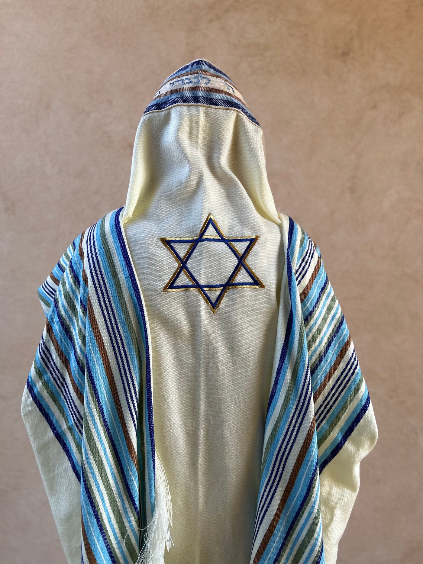 טלית עבודת יד מצמר - רותם מגן דוד