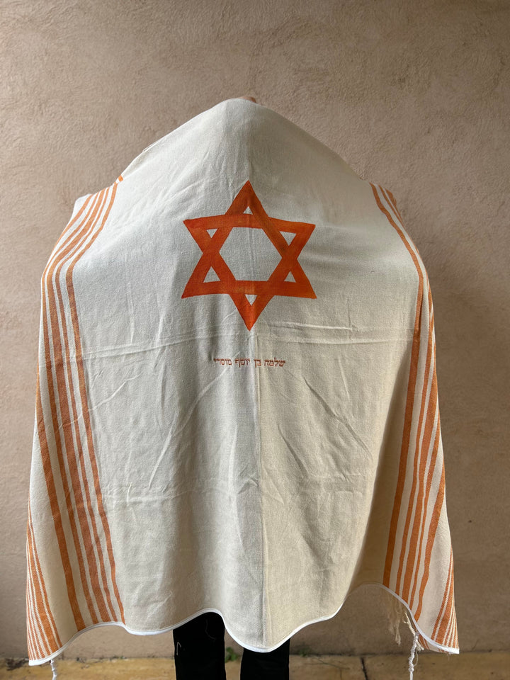 טלית כותנה לגבר בעבודת יד מבית טליסמן, טליתות בעיצוב אישי