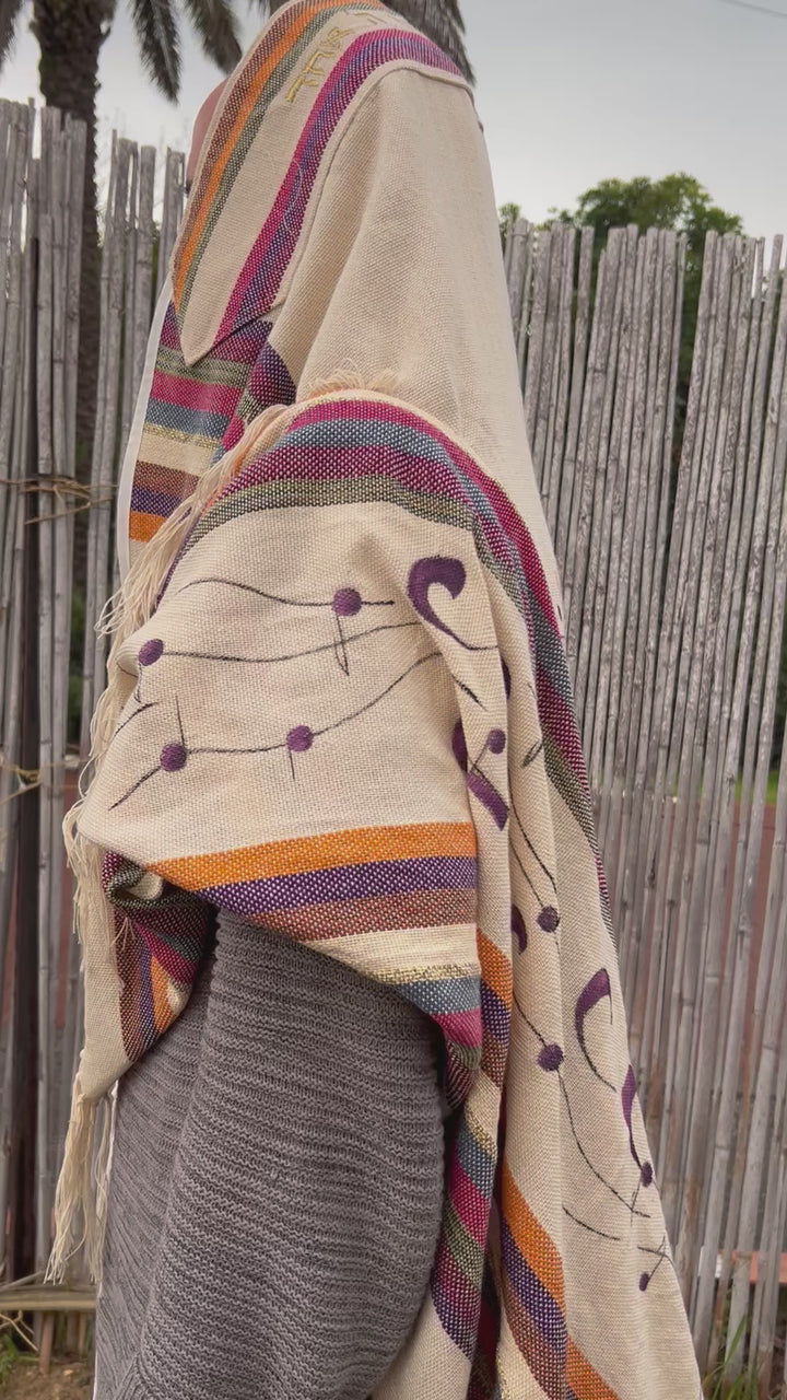 סט טלית בעבודת יד - עץ החיים עם תוים