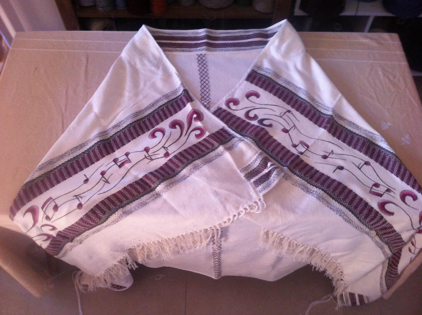 Jewish Gift, High Holidays, Jewish Prayer Shawl, Cotton Tallit, Wedding Tallit Set, Tallit For Man, White Prayer Shawl, Musical Note Tallis