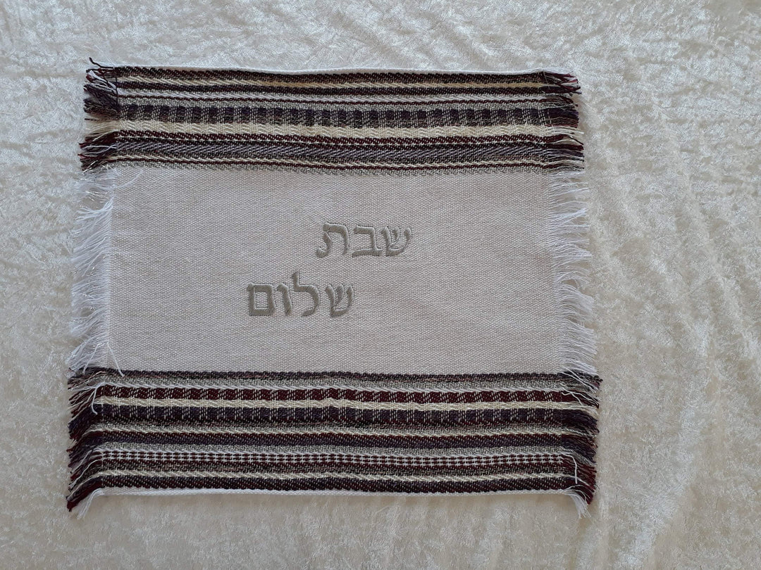 כיסוי חלה בעבודת יד - סגול - שבת שלום
