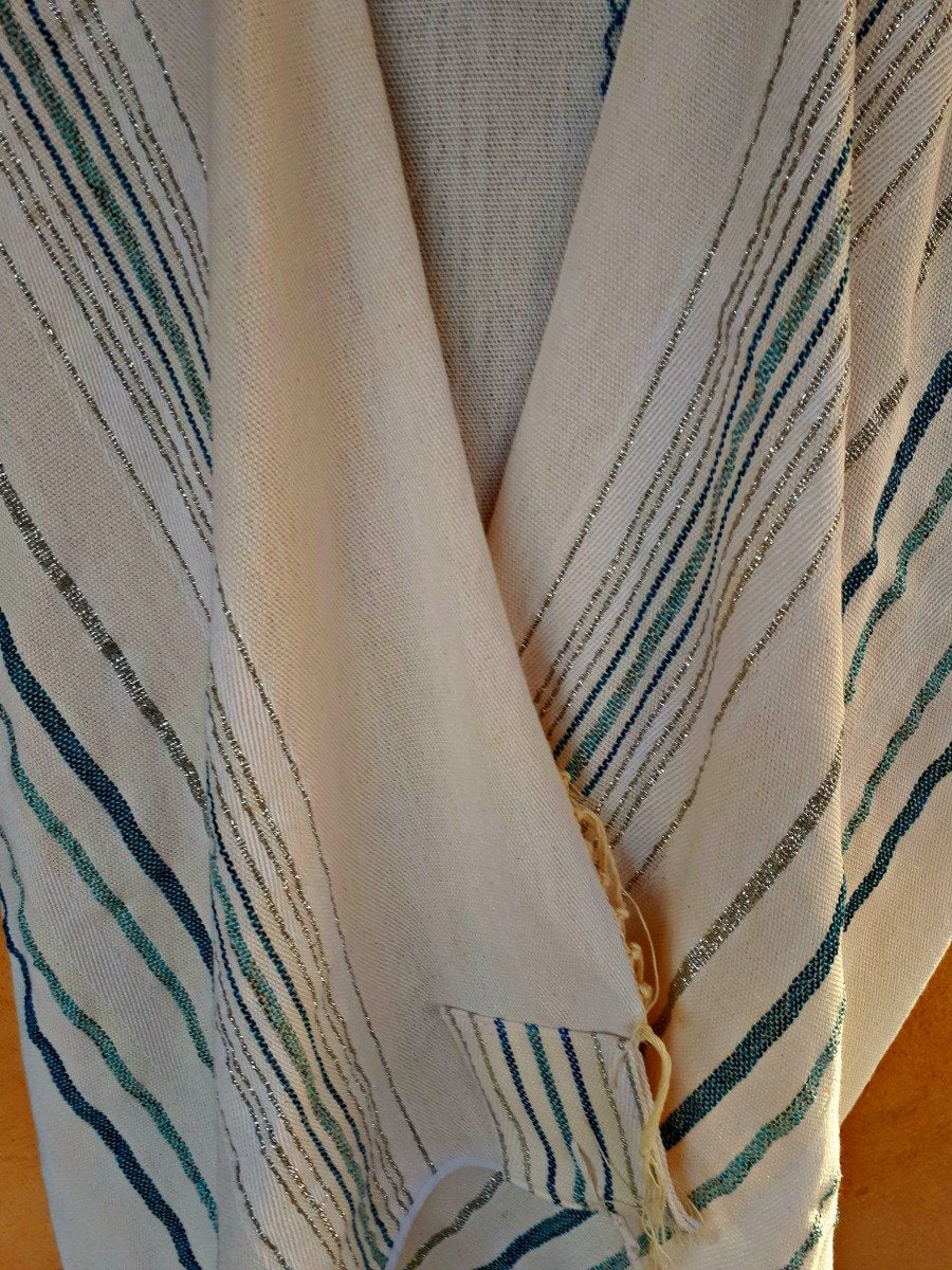 Prayer Shawl Set, Tallit, Jewish Prayer Shawl, Handwoven Tallit, Cotton Tallit, Wedding Tallit, Tallit Man, White Prayer Shawl, Judaica