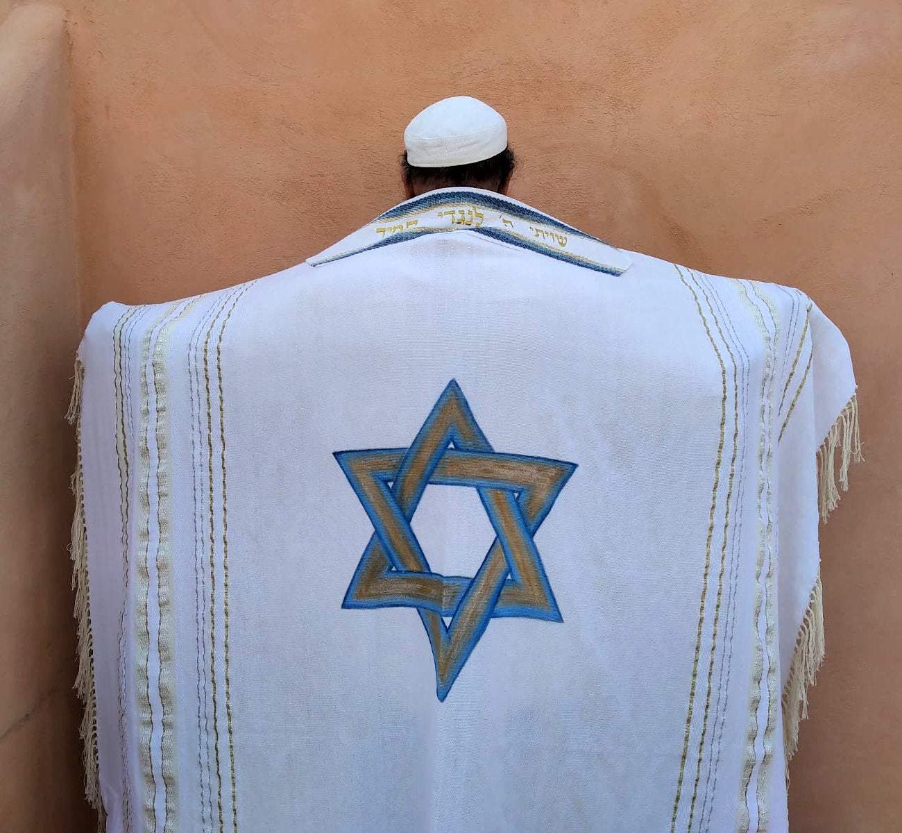טלית אלגנטית בעבודת יד - חרמון מגן דוד