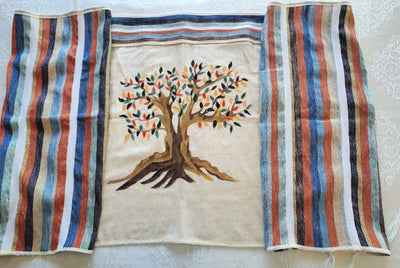 Custom Tallit, Tree of Life Art, Jewish Prayer Shawl, Jewish Gift Judaica, Woven Tallit White, Cotton Tallit Hebrew, Israeli Tallit Handmade
