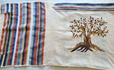Custom Tallit, Tree of Life Art, Jewish Prayer Shawl, Jewish Gift Judaica, Woven Tallit White, Cotton Tallit Hebrew, Israeli Tallit Handmade